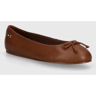  δερμάτινες μπαλαρίνες tommy hilfiger essential chic ballerina χρώμα: καφέ, fw0fw08059