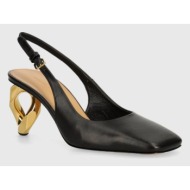  δερμάτινα γοβάκια jw anderson chain heel χρώμα: μαύρο, anw43022a