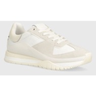  αθλητικά calvin klein low top lace up mix χρώμα: άσπρο, hm0hm01403