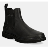  δερμάτινες μπότες τσέλσι calvin klein jeans eva mid chelsea boot lth χρώμα: μαύρο, ym0ym00750