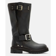  δερμάτινες μπότες allsaints tay biker boot γυναικείες, χρώμα: μαύρο, w026fa