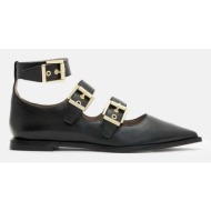  δερμάτινες μπαλαρίνες allsaints susan buckle shoe χρώμα: μαύρο, w009fa