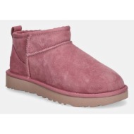  μπότες χιονιού ugg classic ultra mini χρώμα: ροζ, 1116109-dyr