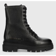  δερμάτινα workers tommy hilfiger monochromatic lace up boot , χρώμα: μαύρο f30