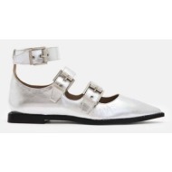  δερμάτινες μπαλαρίνες allsaints susan buckle shoe χρώμα: ασημί, w123fb