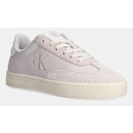  δερμάτινα αθλητικά παπούτσια calvin klein jeans classic cupsole low mg mix χρώμα: μπεζ, yw0yw01611