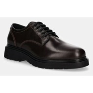  δερμάτινα κλειστά παπούτσια calvin klein derby lth χρώμα: καφέ, hm0hm01574