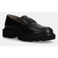  δερμάτινα μοκασίνια allsaints vinni loafer χρώμα: μαύρο, m051fb