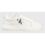  δερμάτινα αθλητικά παπούτσια calvin klein jeans ym0ym00681 chunky cupsole monologo χρώμα: άσπρο f3ym