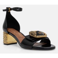  kurt geiger london δερμάτινα σανδάλια mayfair block mid heel χρώμα: μαύρο, 9990500309