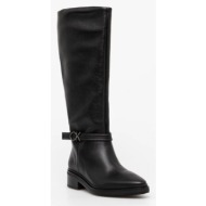  δερμάτινες μπότες calvin klein heel knee boot 30 w/hw lth γυναικείες, χρώμα: μαύρο, hw0hw02184