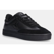  δερμάτινα αθλητικά παπούτσια calvin klein jeans classic cupsole low mg mix χρώμα: μαύρο, yw0yw01611