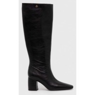  δερμάτινες μπότες tory burch banana tall boot γυναικείες, χρώμα: μαύρο, 154529-006 f3154529-006