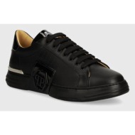  δερμάτινα αθλητικά παπούτσια philipp plein hexagon phantom kicks χρώμα: μαύρο, usc0565 ple025n 0202