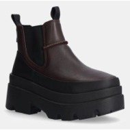  δερμάτινες μπότες τσέλσι ugg brisbane chelsea γυναικείες, χρώμα: καφέ, 1167932-bcdr