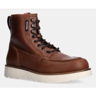  δερμάτινα παπούτσια tommy hilfiger th american prem check lth boot χρώμα: καφέ, fm0fm05194