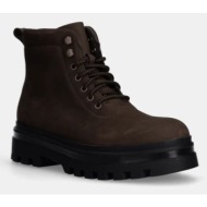  παπούτσια nubuck calvin klein jeans lugged laceup boot oxf hiking nb χρώμα: καφέ, ym0ym01076