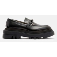  δερμάτινα μοκασίνια allsaints alexia chain loafer χρώμα: μαύρο, w060fb