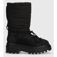  μπότες χιονιού calvin klein jeans flatform snow boot nylon wn χρώμα: μαύρο, yw0yw01146 f3yw0yw01146