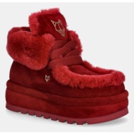  μπότες χιονιού σουέτ naked wolfe bambi χρώμα: μπορντό, bambi suede shearling burgundy