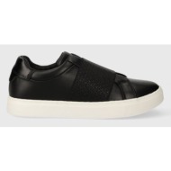  δερμάτινα αθλητικά παπούτσια calvin klein clean cupsole slip on χρώμα: μαύρο, hw0hw02007