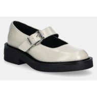  δερμάτινα κλειστά παπούτσια tommy jeans tjw mary jane shoe χρώμα: μπεζ, en0en02723