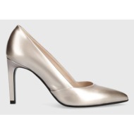  δερμάτινες γόβες calvin klein heel pump 90 pearl χρώμα: ροζ, hw0hw02027