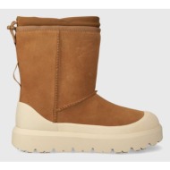  μπότες χιονιού σουέτ ugg classic short weather hybrid χρώμα: καφέ, 1143992