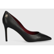  δερμάτινες γόβες tommy hilfiger essential pointed pump χρώμα: μαύρο, fw0fw07533