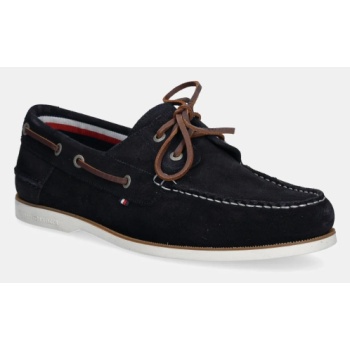 μοκασίνια σουέτ tommy hilfiger th boat