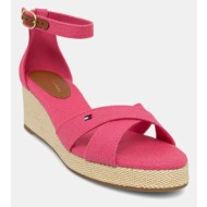  σανδάλια tommy hilfiger flag criss-cros mid wedge espad χρώμα: ροζ, fw0fw08481