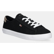  πάνινα παπούτσια tommy hilfiger vulc canvas lace up sneaker χρώμα: μαύρο, fw0fw08647