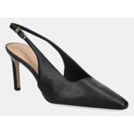  δερμάτινες γόβες tommy hilfiger squared toe high heel slingback χρώμα: μαύρο, fw0fw08636