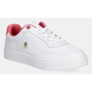  δερμάτινα αθλητικά παπούτσια tommy hilfiger essential elevated court sneaker χρώμα: άσπρο, fw0fw0868