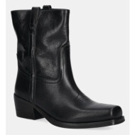  δερμάτινες μπότες weekend max mara ranch γυναικείες, χρώμα: μαύρο, 2525796034600