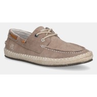  εσπαντρίγιες σουέτ pepe jeans tourist deck χρώμα: μπεζ, pms10335