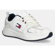  αθλητικά tommy jeans tjm runner mix material χρώμα: άσπρο, em0em01581