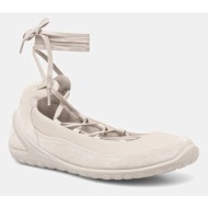  δερμάτινες μπαλαρίνες ecco biom lite lace-up χρώμα: μπεζ, 802453-58261