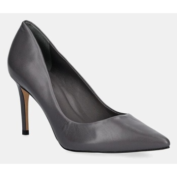 δερμάτινες γόβες answear.lab χρώμα γκρι