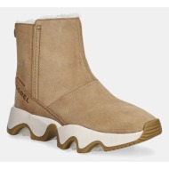  μπότες χιονιού σουέτ sorel kinetic impact short boot χρώμα: καφέ, 2111921253