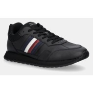  αθλητικά tommy hilfiger new runner eva lth stripes χρώμα: μαύρο, fm0fm05637