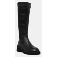  μπότες tommy jeans tjw stretchy long boot χρώμα: μαύρο, en0en02851