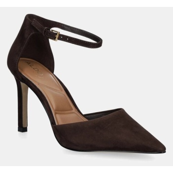 γόβες σουέτ aldo merlo χρώμα καφέ