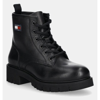 δερμάτινες μπότες tommy jeans tjw lace