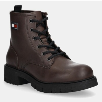 δερμάτινες μπότες tommy jeans tjw lace