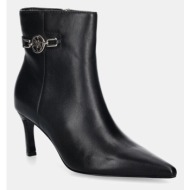  δερμάτινες μπότες guess paislie γυναικεία, χρώμα: μαύρο, flfpai lea10