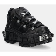  δερμάτινα αθλητικά παπούτσια new rock crust negro, tank casco negro power χρώμα: μαύρο, m-wall106-s1