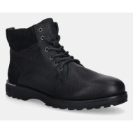  δερμάτινα παπούτσια tommy hilfiger corporate w lth lace boot ανδρικά, χρώμα: μαύρο, fm0fm05606