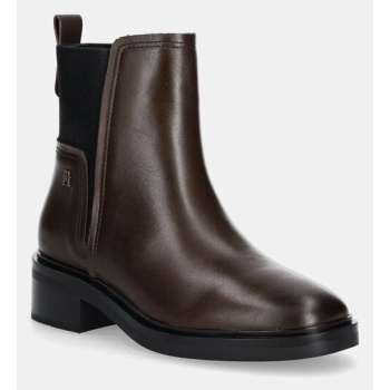 δερμάτινες μπότες τσέλσι tommy hilfiger