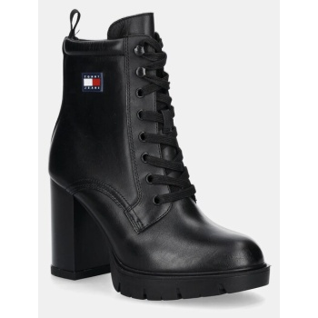 δερμάτινες μπότες tommy jeans tjw heel